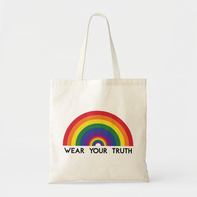 Minimal Rainbow Arch Modern Colorful Statement  Tote Bag (Front)
