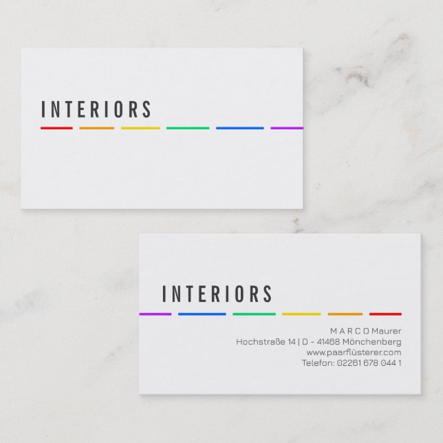 Minimal Rainbow Business Card with Pride Colors (Front/Back)