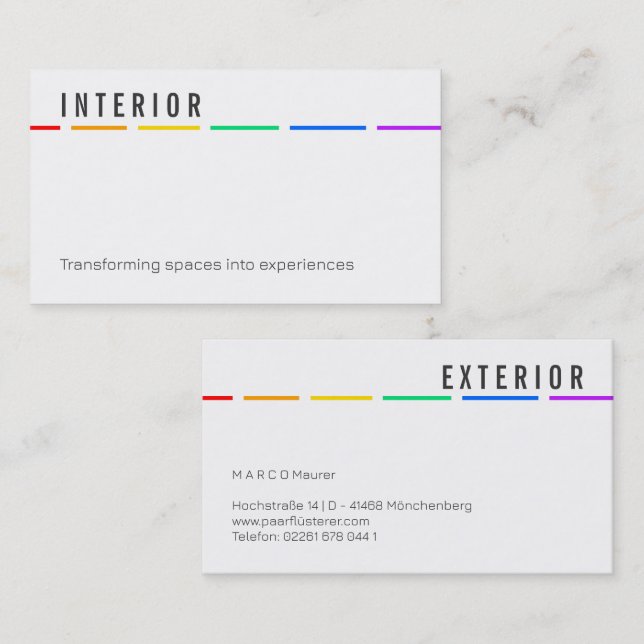 Minimal Rainbow Business Card with Pride Colors (Front/Back)