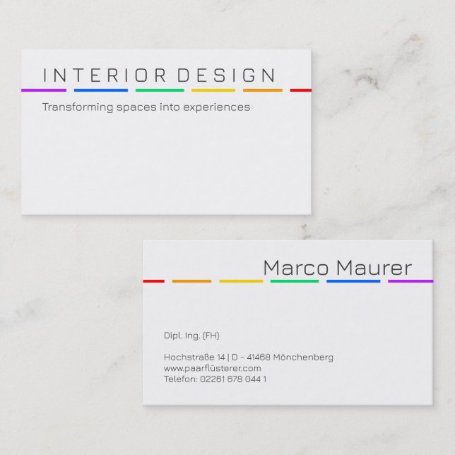 Minimal Rainbow Business Card with Pride Colors (Front/Back)