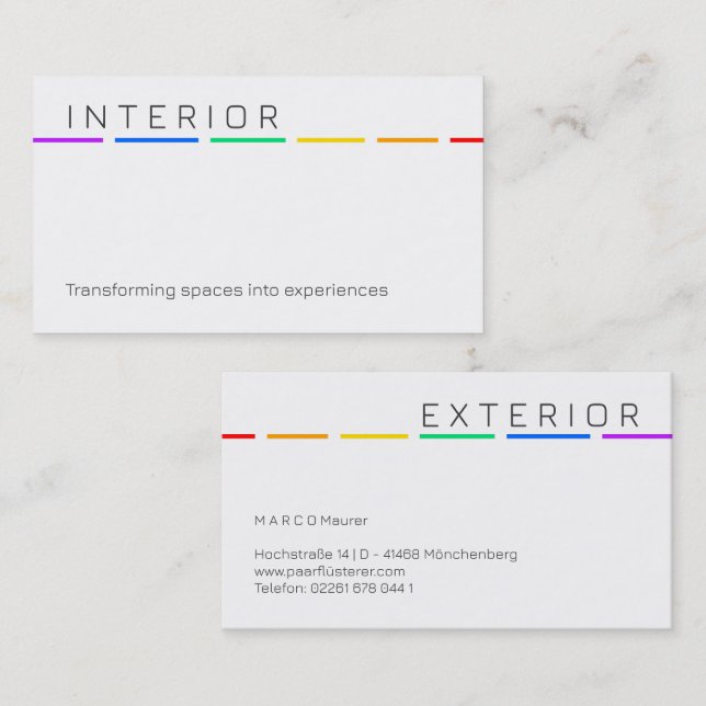 Minimal Rainbow Business Card with Pride Colors (Front/Back)