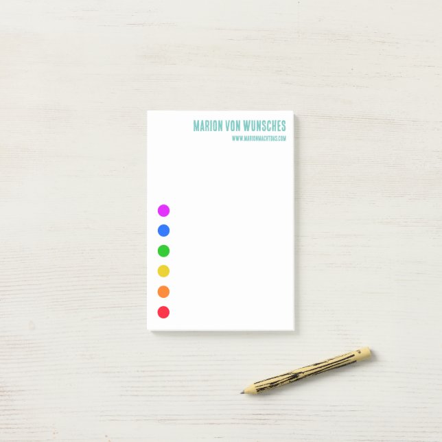 Minimal Rainbow Dots Line Template Post-it Notes (On Desk)