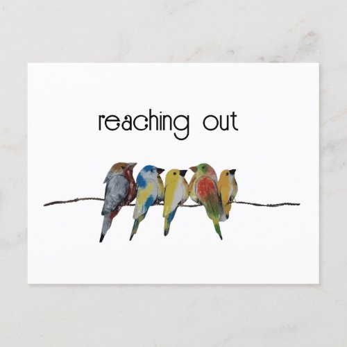 Minimal  Reaching Out  Birds on Wire Postcard