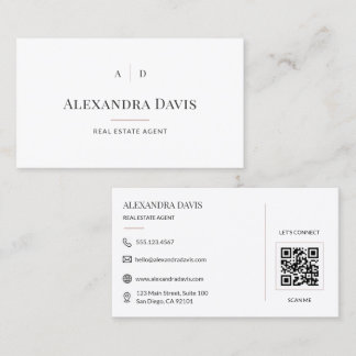 Minimal Real Estate Agent QR Code Business Card