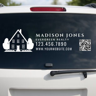 Minimal Real Estate Agent Rustic House Car QR Code Window Cling