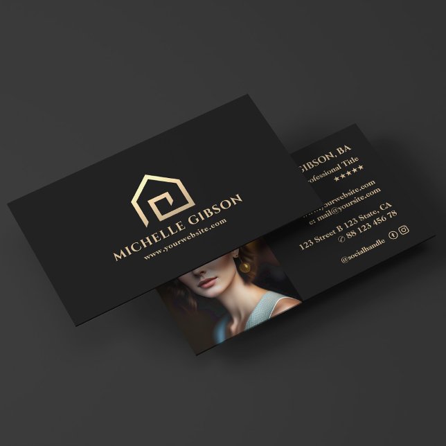 Minimal Realtor Black House Logo Mortgage Broker  Business Card (Minimal Realtor Black House Logo Mortgage Broker Business Card
)