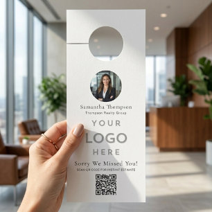 Minimal Realtor Logo Sorry We Missed You Business Door Hanger