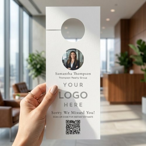 Minimal Realtor Logo Sorry We Missed You Business Door Hanger