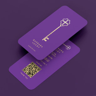 Minimal Realtor Mortgage Broker Royal Purple Key Business Card