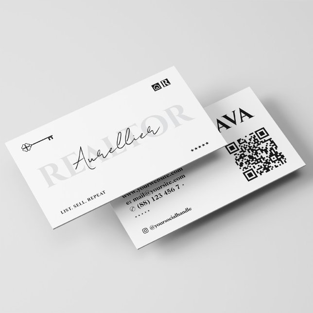 Minimal Realtor Realty Mortgage Broker Key Script  Business Card (Minimal Realtor Realty Mortgage Broker Key Script Business Card
)