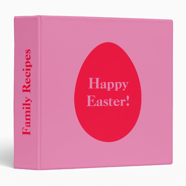 Minimal red and pink egg Easter 3 Ring Binder (Front/Spine)