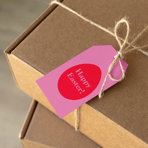 Minimal red and pink egg Easter Gift Tags