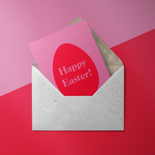 Minimal red and pink egg Easter Holiday Card
