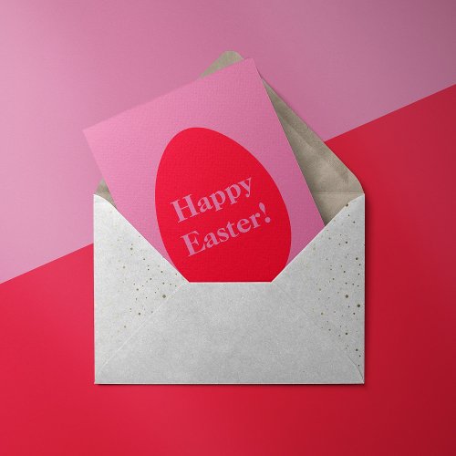 Minimal red and pink egg Easter Holiday Postcard