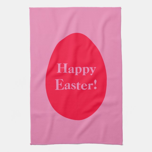 Minimal red and pink egg Easter Kitchen Towel (Vertical)