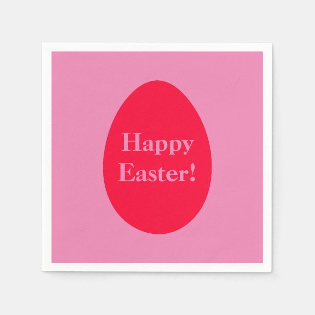 Minimal red and pink egg Easter Napkins (Front)