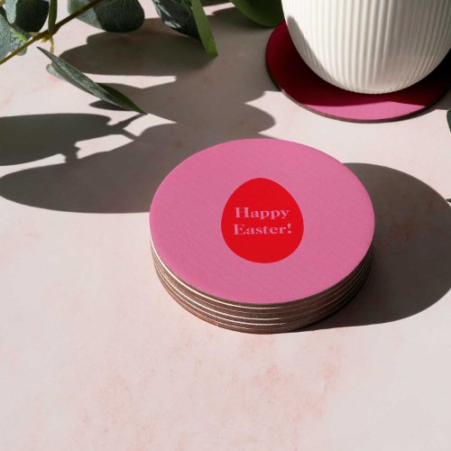 Minimal red and pink egg Easter Round Paper Coaster