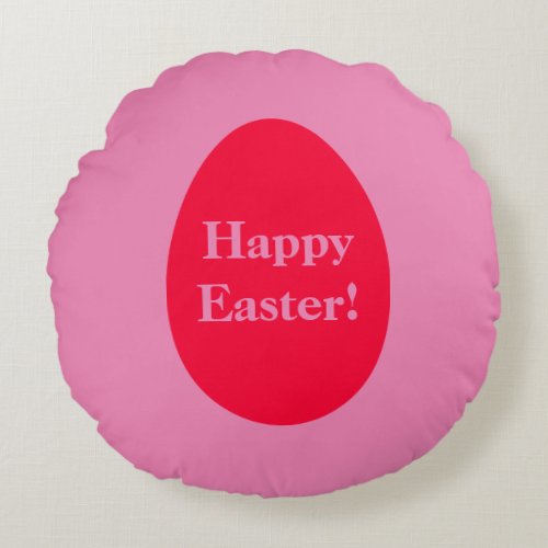Minimal red and pink egg Easter Round Pillow