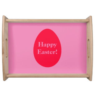 Minimal red and pink egg Easter Serving Tray