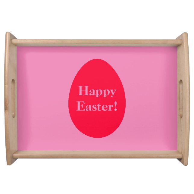 Minimal red and pink egg Easter Serving Tray (Front)