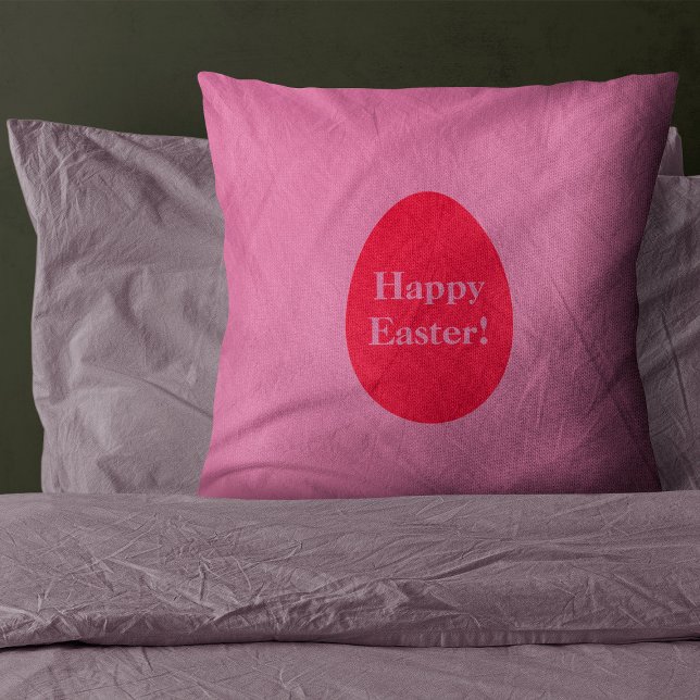 Minimal red and pink egg Easter Throw Pillow (Creator Uploaded)