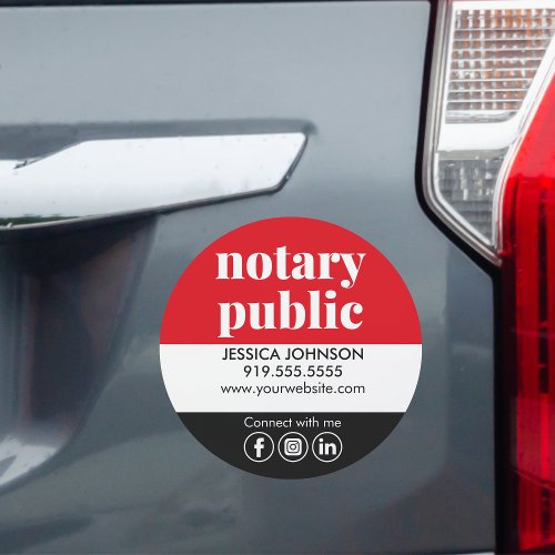 Minimal Red  Black Mobile Notary Marketing  Car Magnet