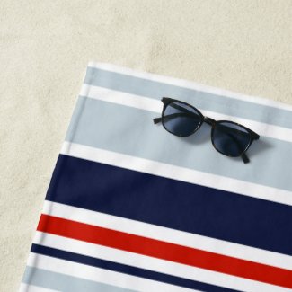 Minimal Red Blue Grey Stripes Pattern Monogrammed