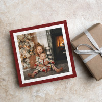 Minimal Red Bold Square Border 1 Photo Christmas