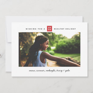 Minimal Red Box Photo Holiday Card