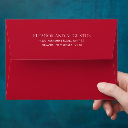 Minimal Red Classic Simple Elegant Wedding Envelope