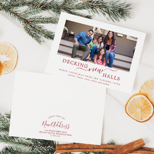 Minimal Red Decking New Halls Moving Announcement