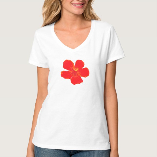 Minimal Red Flower Summer T-Shirt (Front)