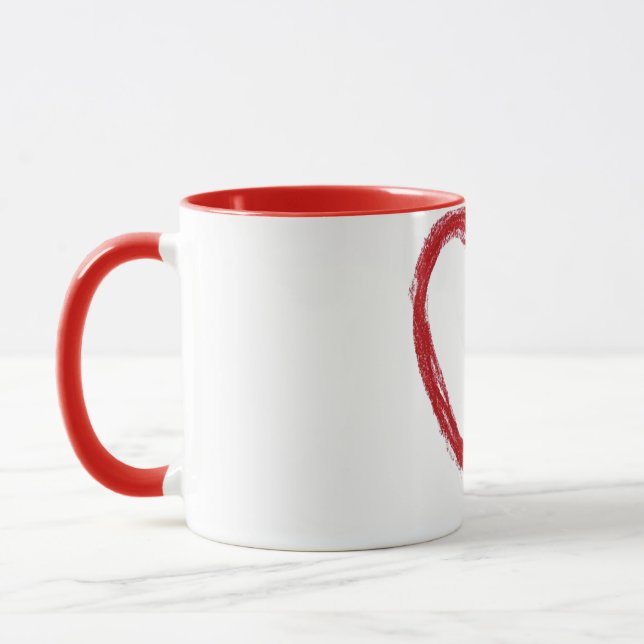 Minimal Red Heart Mug | Simple Love Coffee Cup (Left)