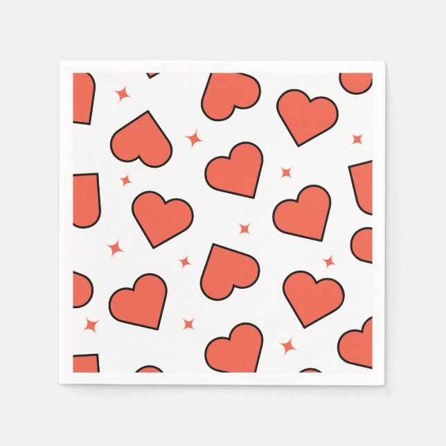 Minimal red heart pattern napkins (Front)