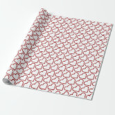 Red heart pattern with white background wrapping paper