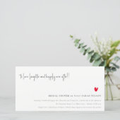 Minimal Red Heart Script Bridal Shower Invite (Standing Front)