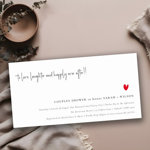 Minimal Red Heart Script Couples Shower Invite