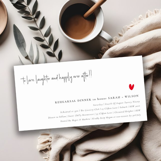 Minimal Red Heart Script Rehearsal Dinner Invite (Creator Uploaded)