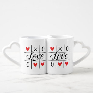 Minimal Red Hearts Love Couple Mug