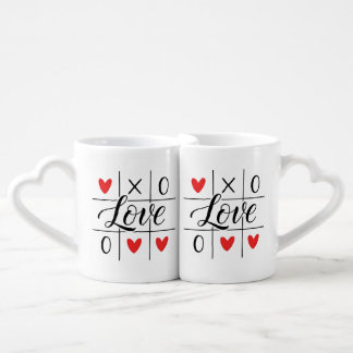Minimal Red Hearts Love Couple Mug