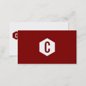 Minimal red hexagon monogramed business cards (Front/Back)