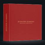 Minimal Red Leather Texture Gold Typography 3 Ring Binder<br><div class="desc">Blue leather texture print,  Avery binder customizable design. Minimalistic,  clean,  and elegant leather look design. As in all products on zazzle,  this is not real or fake leather,  just a printed image.</div>