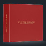 Minimal Red Leather Texture Gold Typography 3 Ring Binder<br><div class="desc">Blue leather texture print,  Avery binder customizable design. Minimalistic,  clean,  and elegant leather look design. As in all products on zazzle,  this is not real or fake leather,  just a printed image.</div>