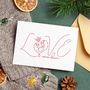 Minimal Red Line Art Holy Family Religious Holiday Card