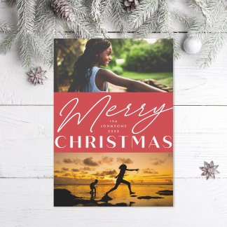 Minimal Red Merry Christmas Holiday Card