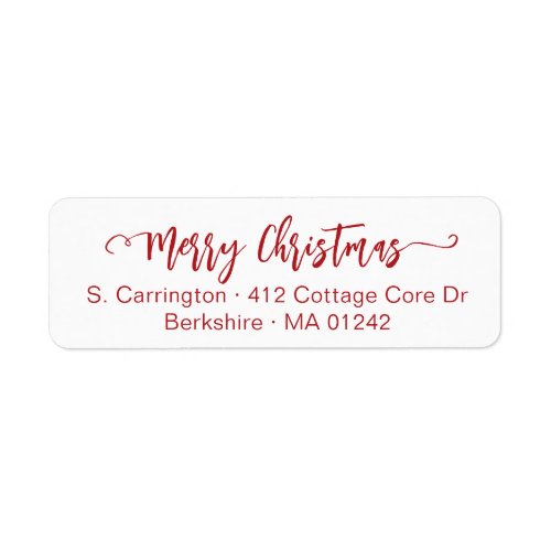 Minimal Red Merry Christmas Script with Swashes Label