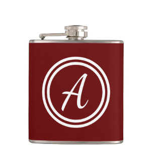 Minimal Red Monogrammed Flask
