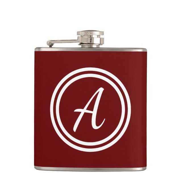Minimal Red Monogrammed Flask (Front)