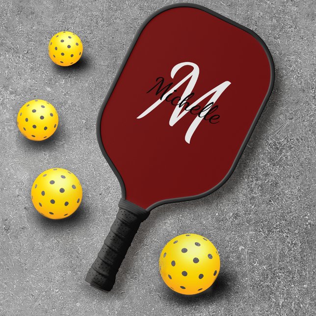 Minimal Red Monogrammed Pickleball Paddle (Creator Uploaded)