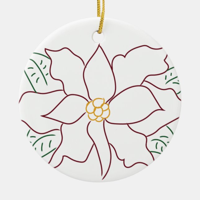 Minimal Red Poinsettia Ornament (Front)